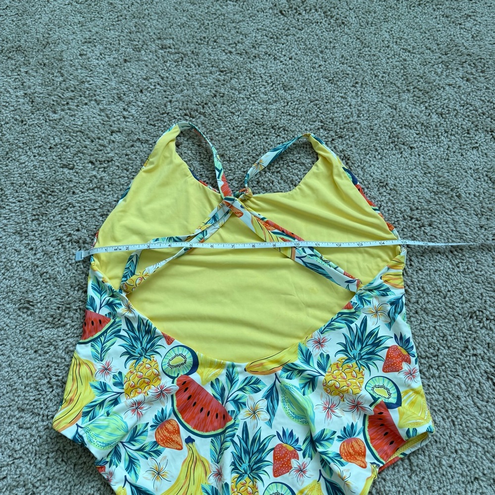 Marine Layer One Piece Bathing Suit Fruit Pattern Yellow Summer Size XL - Picture 5 of 6